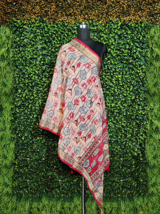 03 Lilen Silk Fancy Printed Dupatta Wholesalers In Delhi
